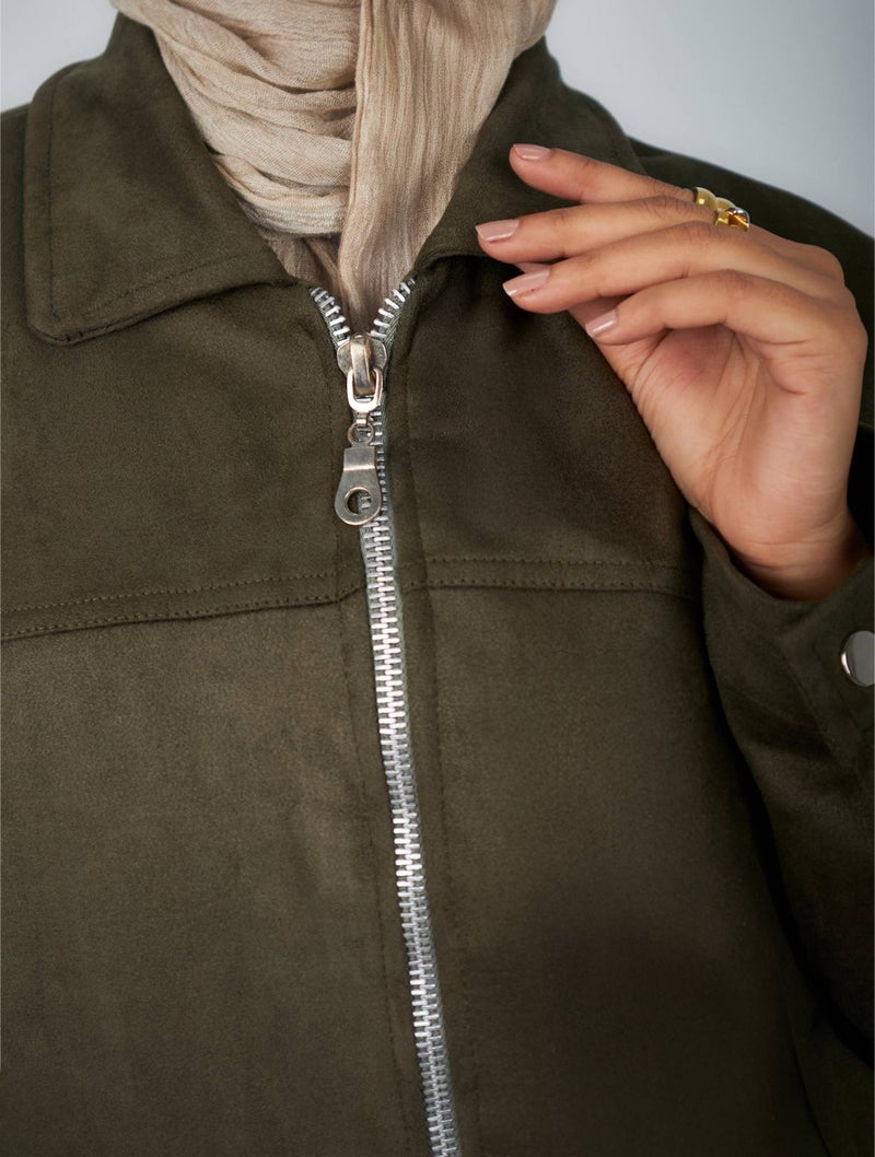 Olive Suede Jacket - Image 2